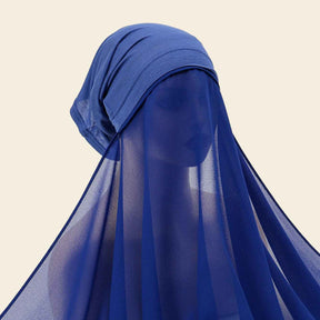 YW166  Plain Chiffon Hijab with Integrated Tube Cap