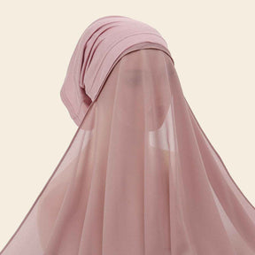 YW166  Plain Chiffon Hijab with Integrated Tube Cap
