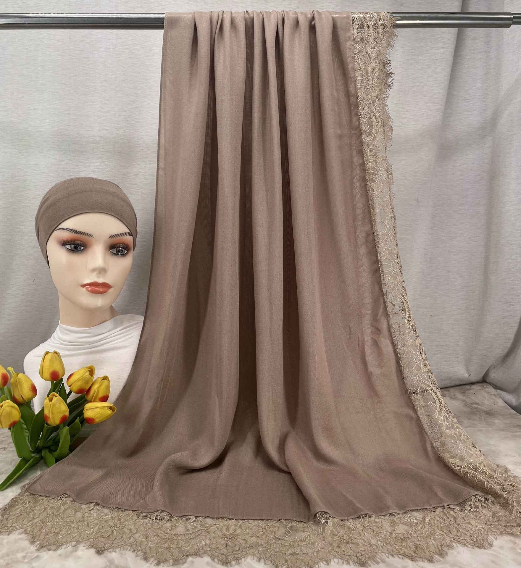 LSMDR  Elegant Plain Breathable Modal Hijab with Undercap Set - MOQ: 10 pcs/color