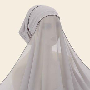 YW166  Plain Chiffon Hijab with Integrated Tube Cap
