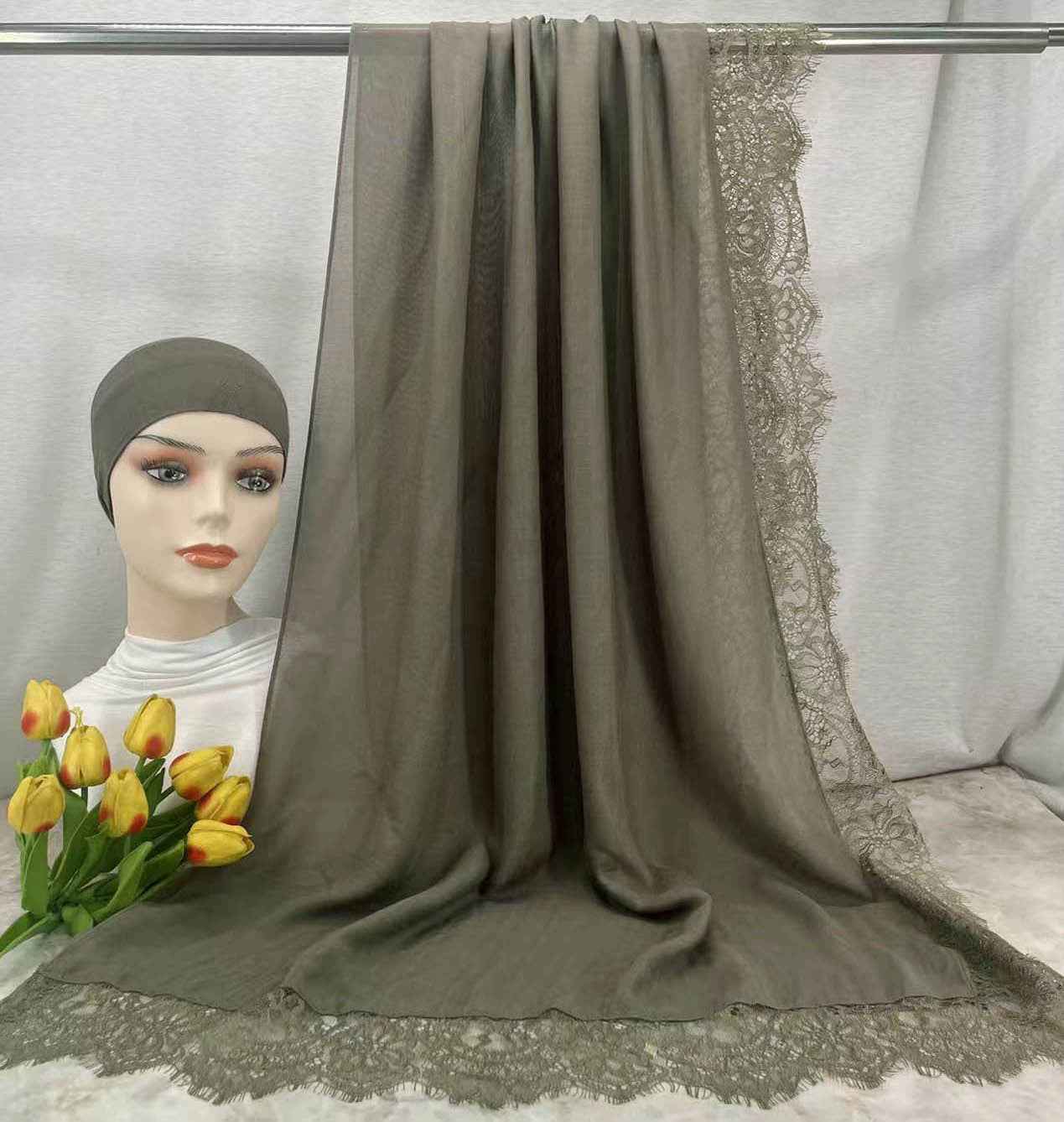 LSMDR  Elegant Plain Breathable Modal Hijab with Undercap Set - MOQ: 10 pcs/color