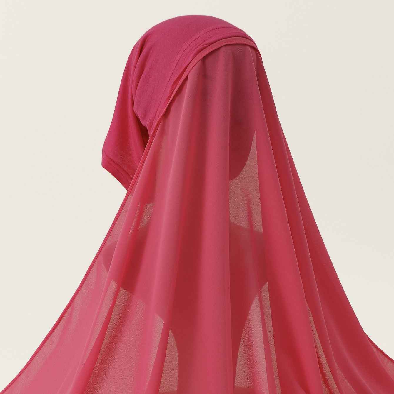 YW166  Plain Chiffon Hijab with Integrated Tube Cap