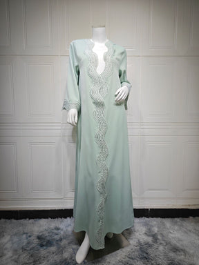 MQ255  Elegant Lace Trim Long Dress Cardigan
