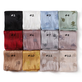 YZ330  Plain Sea Island Silk Embroidered Satin Hijab