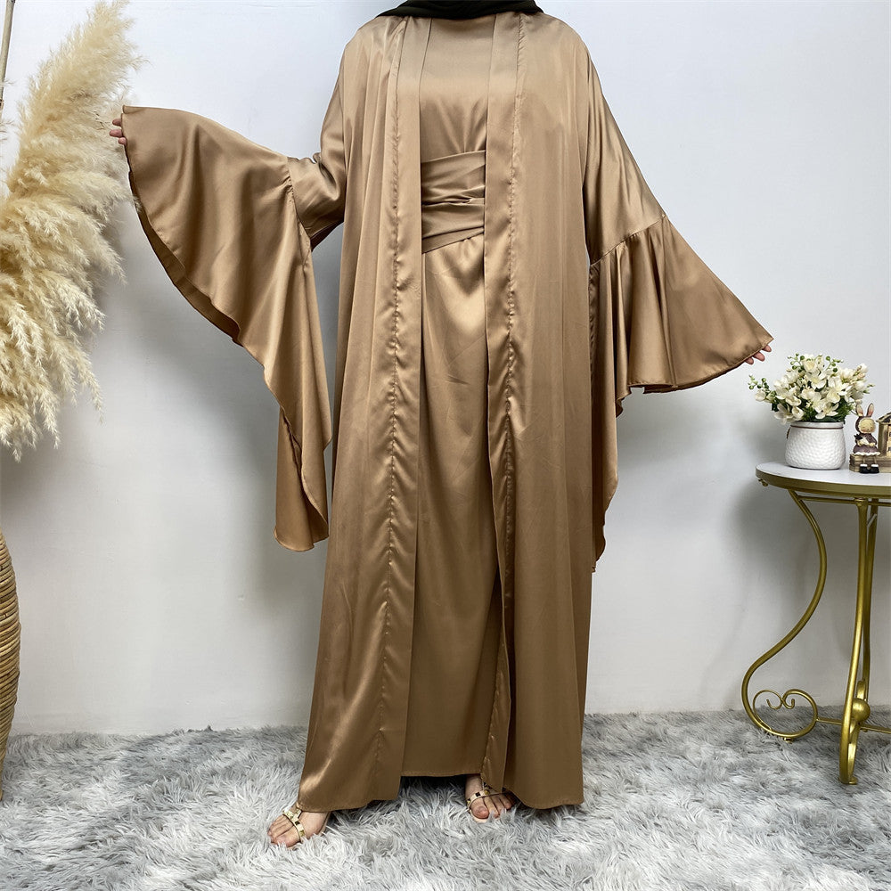 1925 satin plain muslim abaya dress (set)