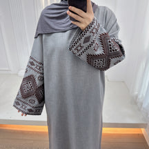 LR901 Viscose Embroidered Long Abaya Dress