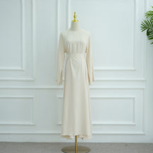 LR1046  Plain Tie-Waist Nida Dress