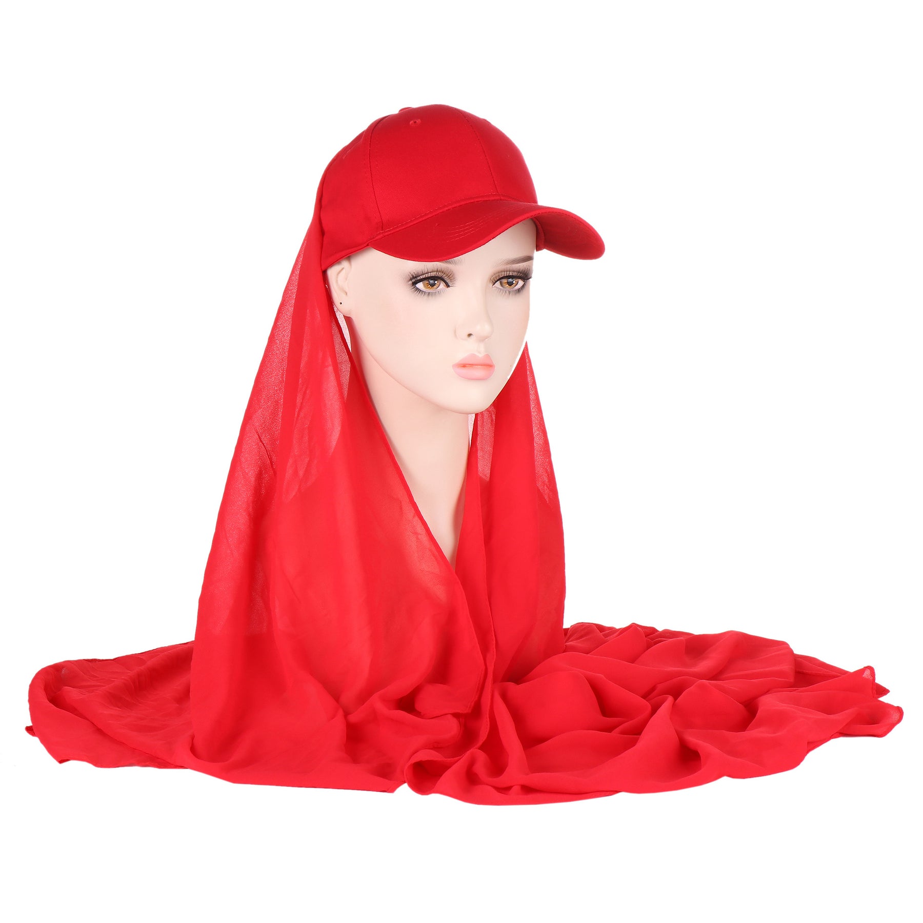 ER01  Solid color pearl scarf and cotton sports wind baseball cap One 2-piece cover scarf and hat instant hijab sport hijab