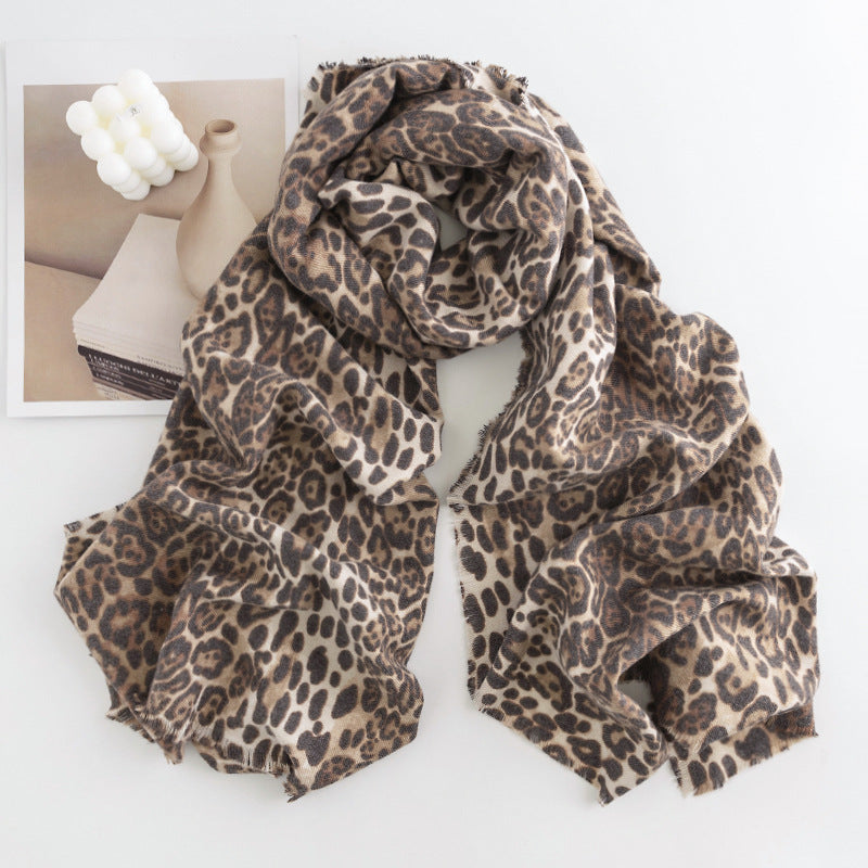 FH23-5082 Leopard print winter scarf