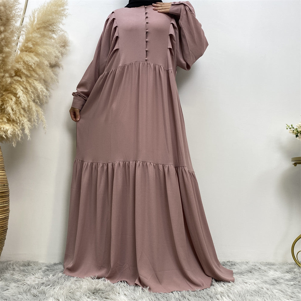 6633 pleated plian muslim abaya dress