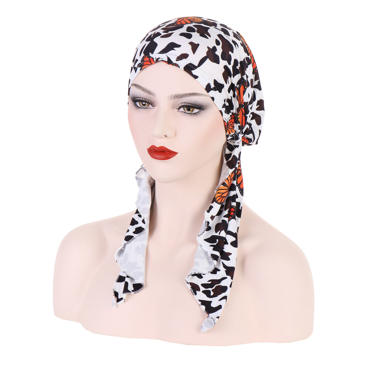 8358 Curved floral pullover cap