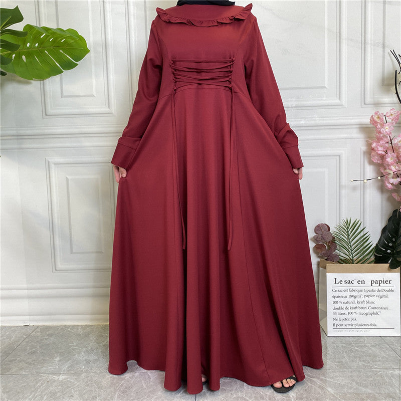 6430 Thick crepe dress muslim abaya dress