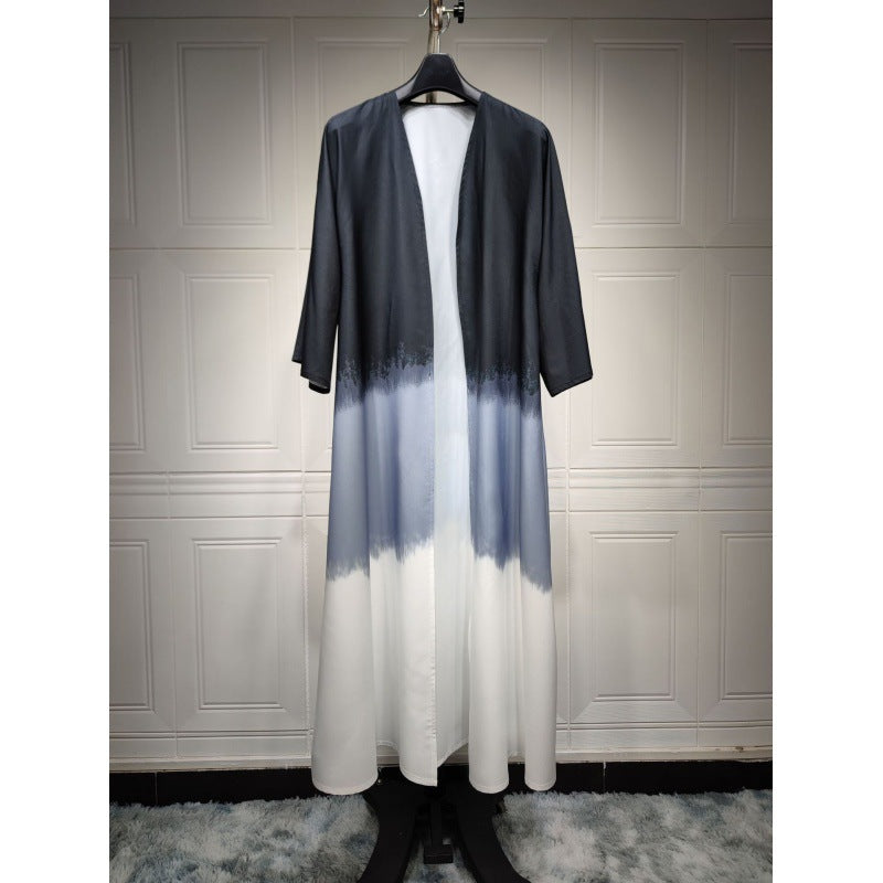 ZD066  Cross-border Muslim clothing fashion tie-dye cloak summer new European and American cardigan dress abaya