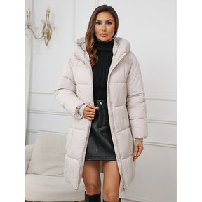 W1836  Women's Hooded Mid-Length Slim Winter Cotton-Padded Coat