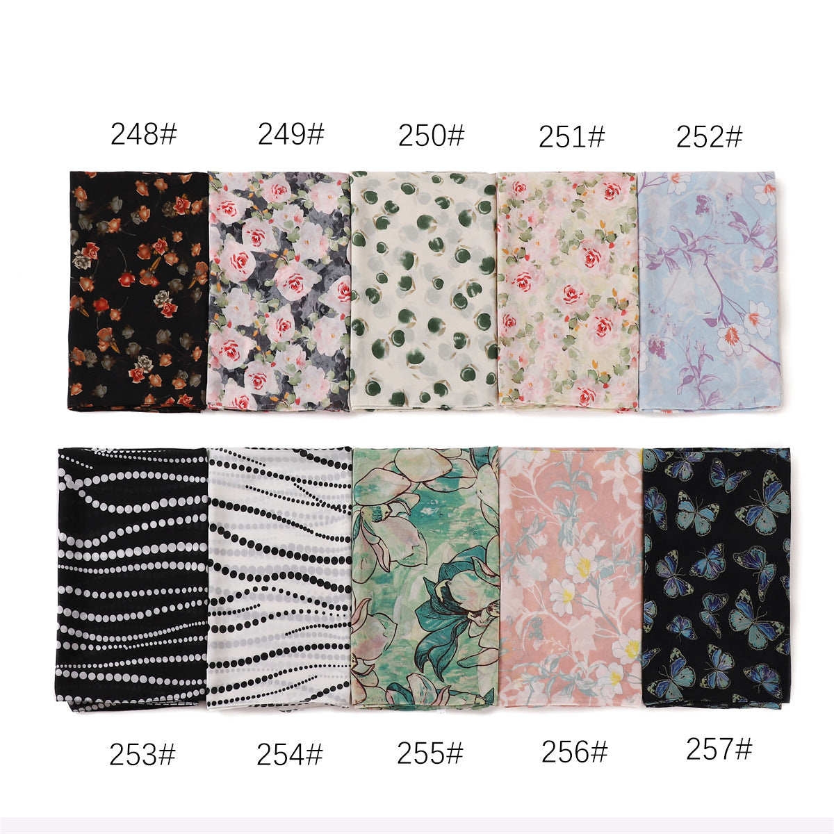 YH248-257 Pearl Chiffon Flower Pattern Printed