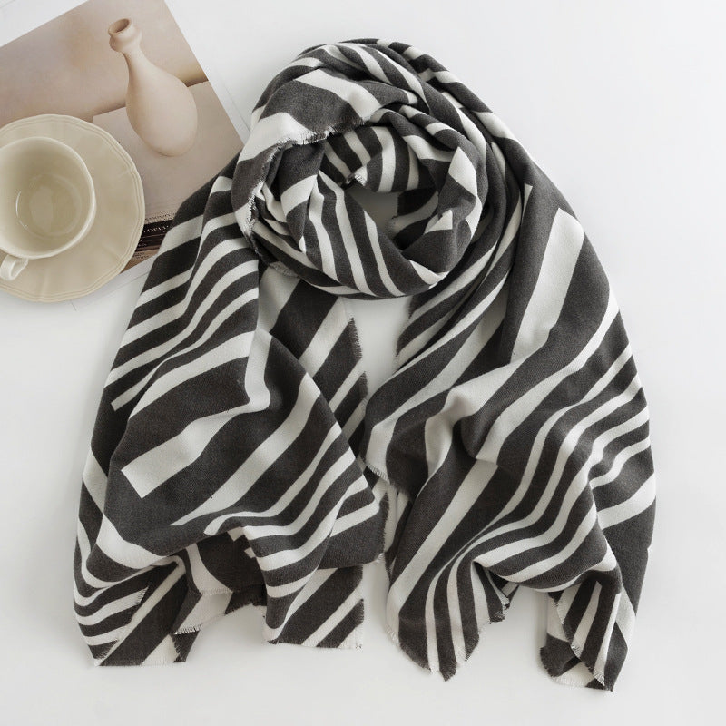 FH23-5115 zebra print printed winter scarf