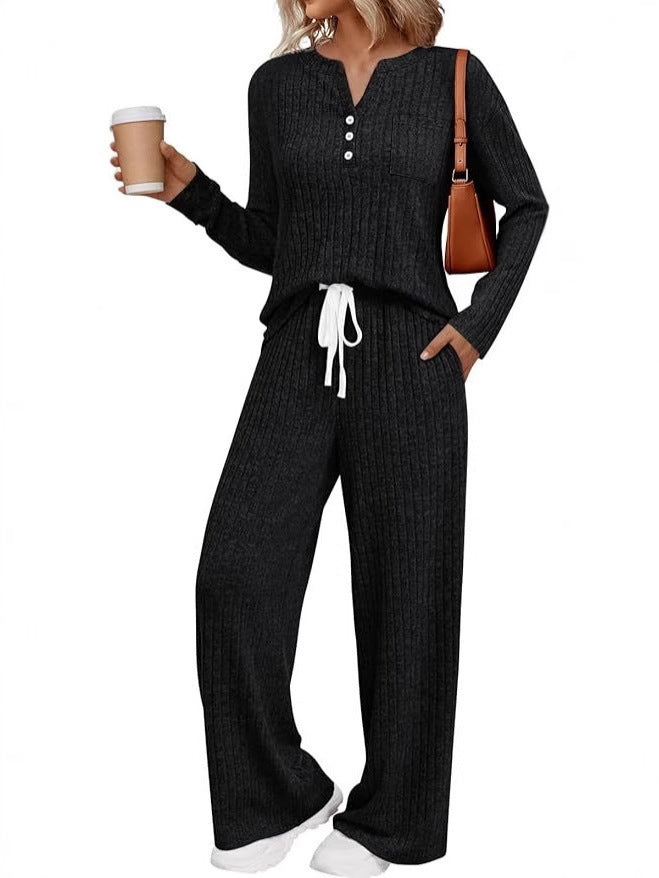 88516  Women's New Spring Jersey Ribbed Brushed 2-Piece Set