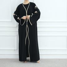 LR962+LR1003 Plain Bow Abaya Dress Set