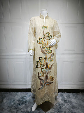 AB485  Mesh Embroidered Maxi Dress Ethnic Women's Clothing