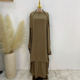 LR618  Plain Flared Abaya Dress Set - Casual Everyday Wear