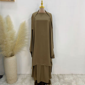 LR618  Plain Flared Abaya Dress Set - Casual Everyday Wear