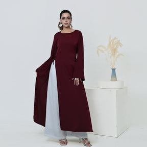 LR1102  Plus Size Long Sleeve Tie Waist Long Top with Back Zipper