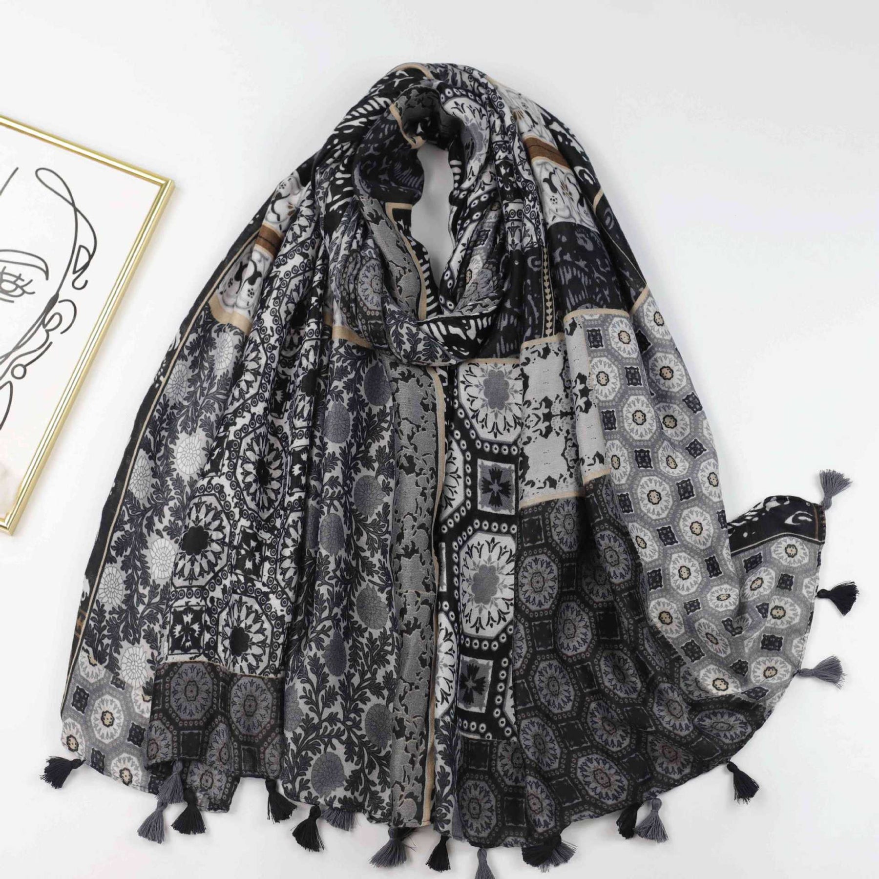 JY230616 printed scarf