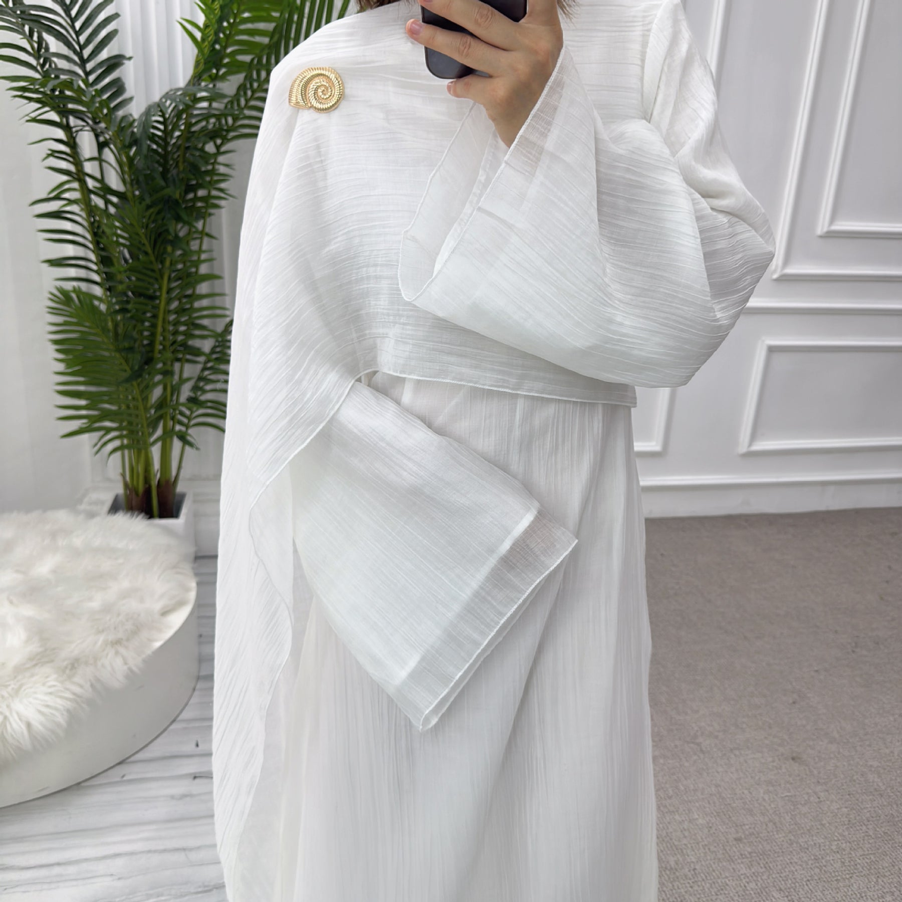 LR1088  Women's Plus Size Plain Double-Layer Ruffled Dress