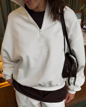 C56300  Women's Oversized Half-Zip Sweatshirt & Drawstring Sweatpants Set