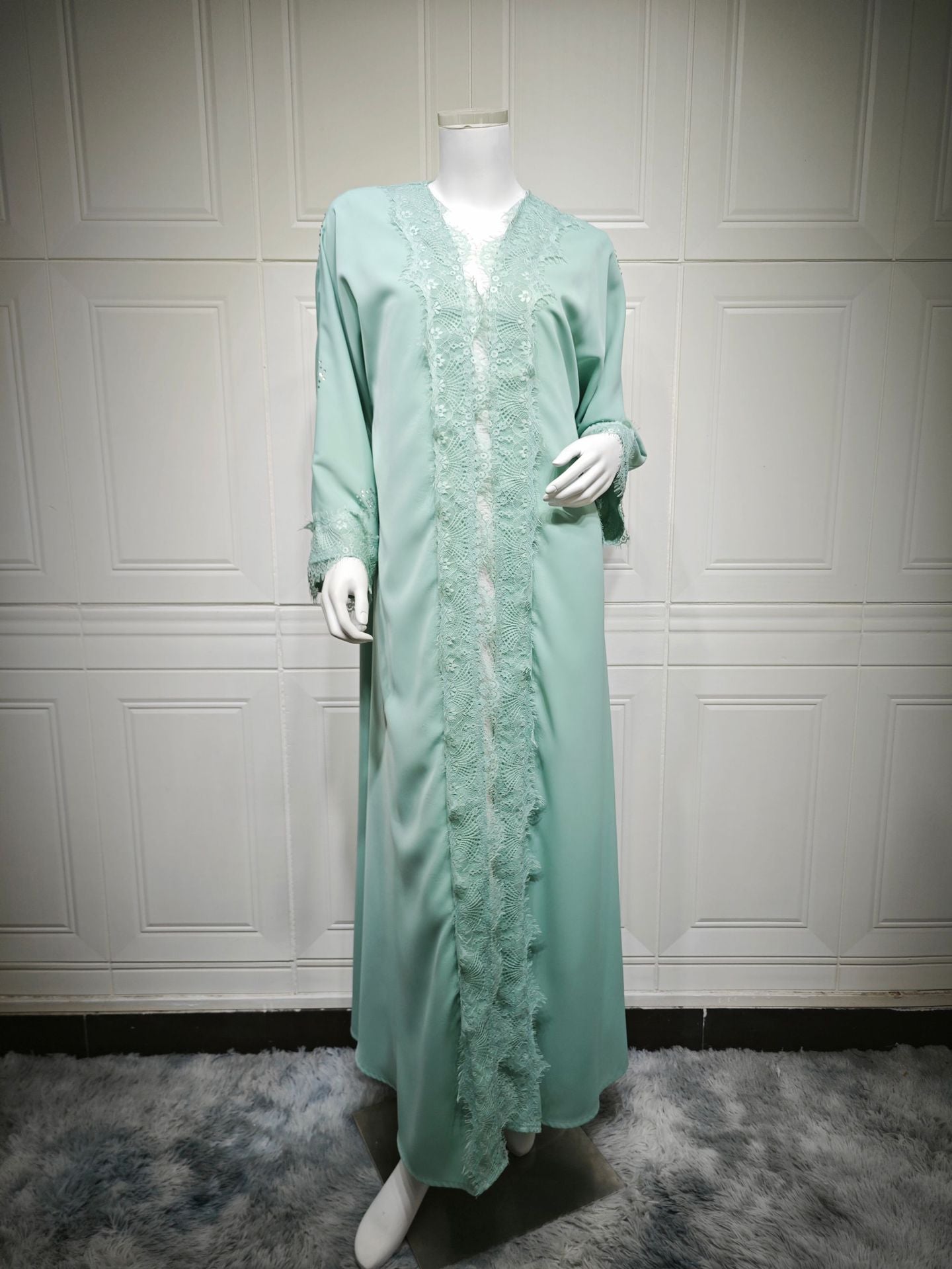 MQ214  Lace Patchwork Fashion Abaya Trendy Dress
