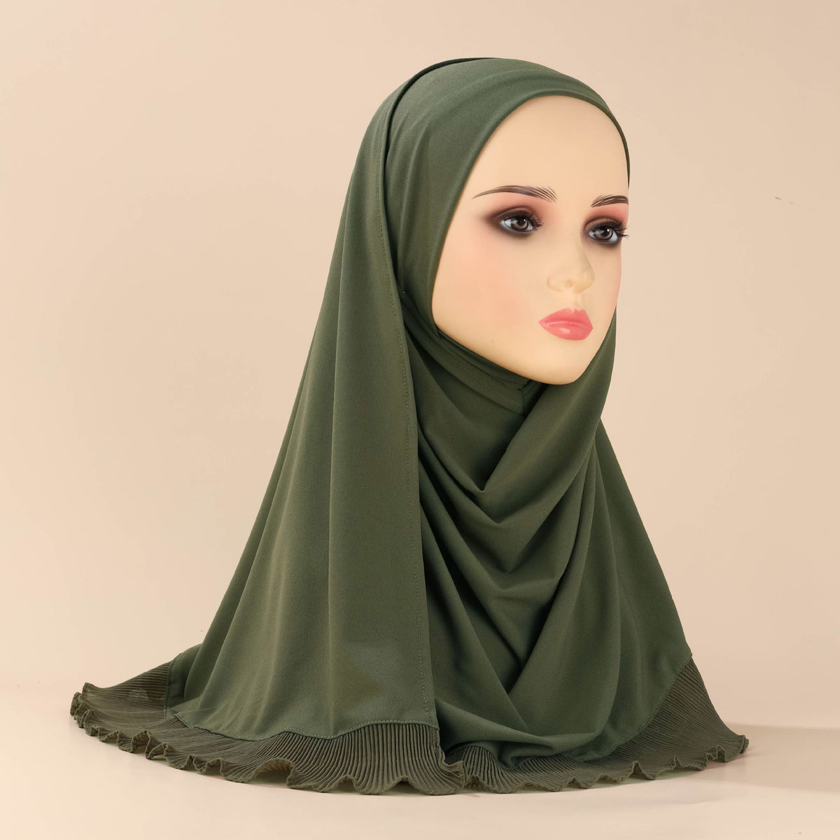 TD51-040  Plain Chiffon Pull-On Single-Layer Ruffle Hijab