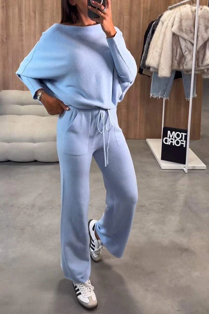 MC6815  Women's Plain Off-Shoulder Elegant Commute Casual 2-Piece Set