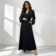 1961 abaya musulmana con cuentas de uñas lisas