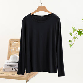 JC001  Crew Neck Modal Long Sleeve Loose Stretch Top