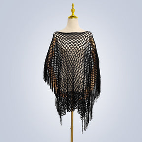 A2  Solid color knitted mesh hollow pullover shawl