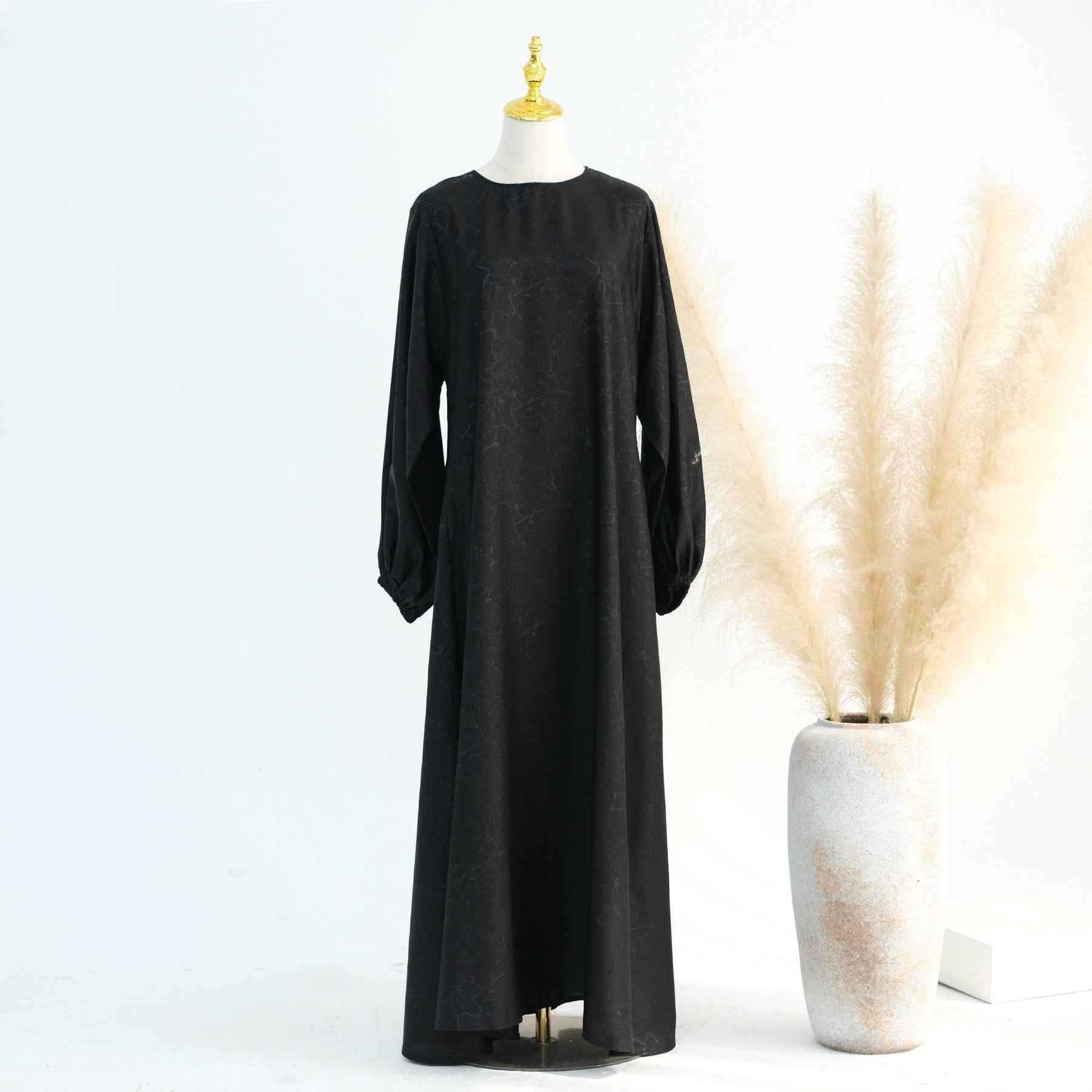 LRDB009  Plain Bat-Sleeve Dress Abaya+Hijab