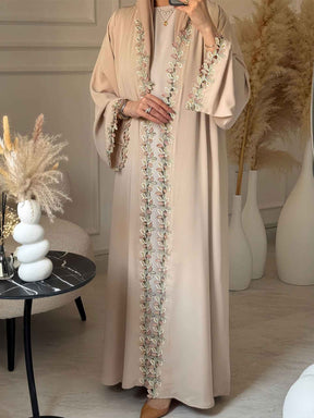 216  Lace-Trimmed Abaya Dress