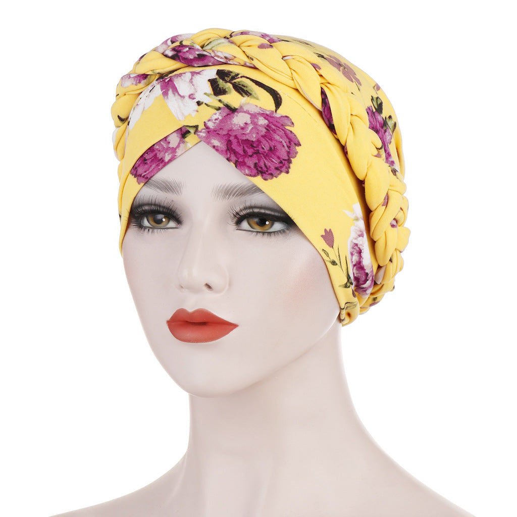 TJM-花布短辫 printed Milk silk hijab turban hat