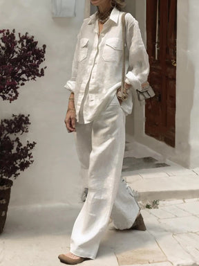 136  Women's Long Sleeve Shirt & Loose Pants Two-Piece Set for Autumn