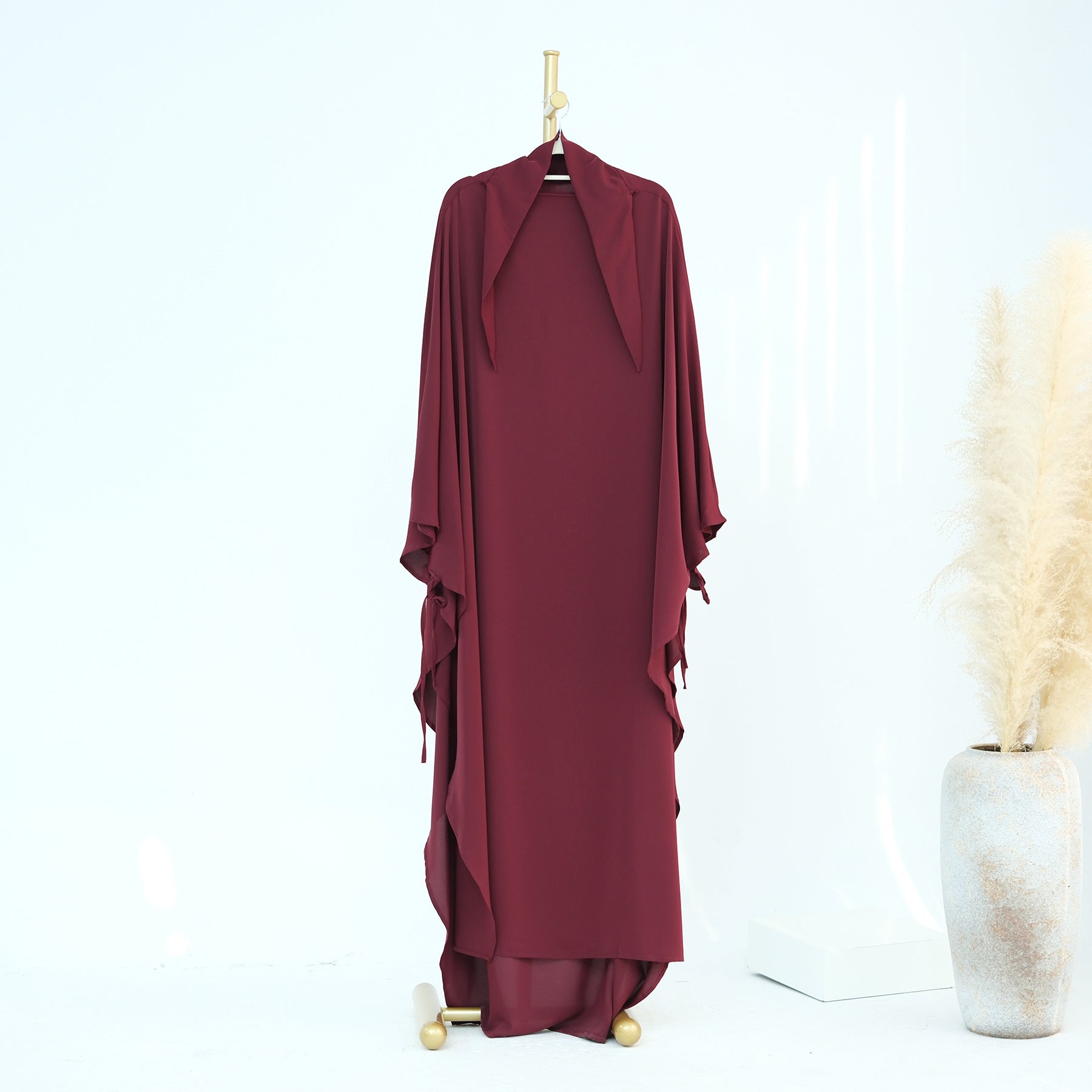 HJ931  Plain Nida Flared Khimar Hijab