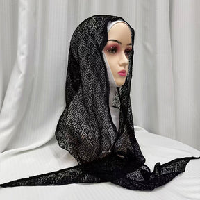 IH123  Exquisite Shiny Thread Diamond Hollow-out Muslim Hijab