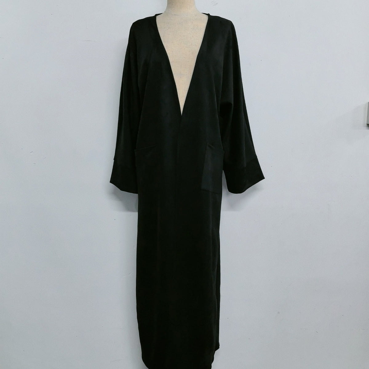 24891#  Fall Winter Plain Suede-Texture Open Abaya