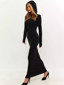 XZ563  Fitted Bodycon Long Sleeve Polyester Dress-MOQ:3