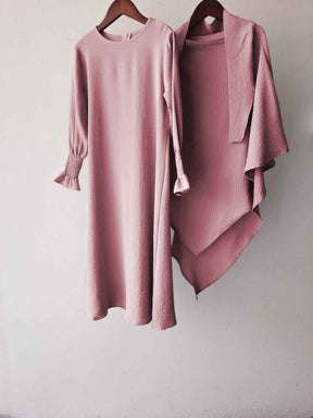 23591 Children's Solid Color Ruffle Dress & Shawl Set