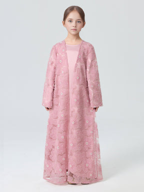 MK2653  Child‘s 2-Piece Set: Tulle Floral Bead Jacket and Satin Slip Dress