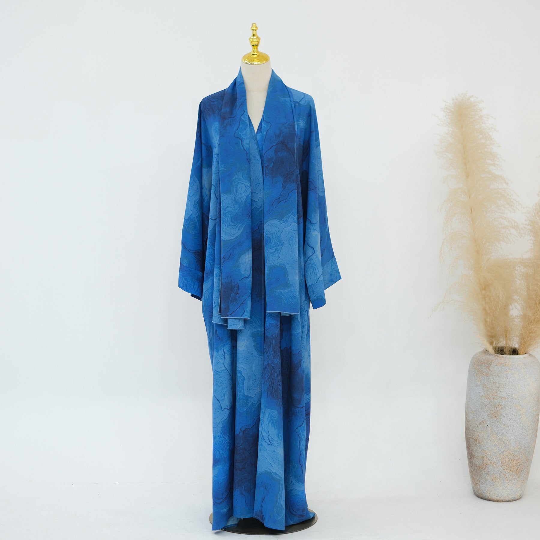 LR1158  Printed cardigan + hijab 2-piece set