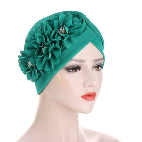 TJM-西瓜帽贴三朵花 plain hijab turban hat