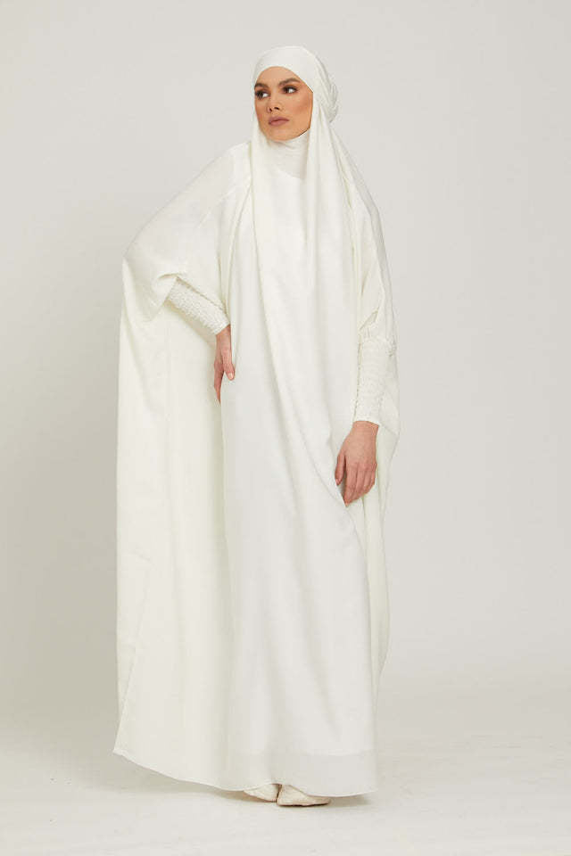 FG20-21484  Solid Nida Loose Sleeve Scarf Long Dress