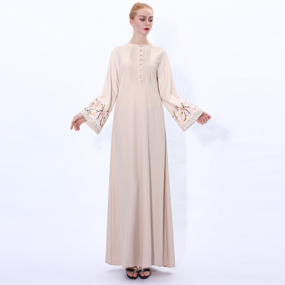 91202 Embroidered flared sleeve muslim dress