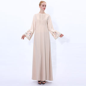 91202 Embroidered flared sleeve muslim dress